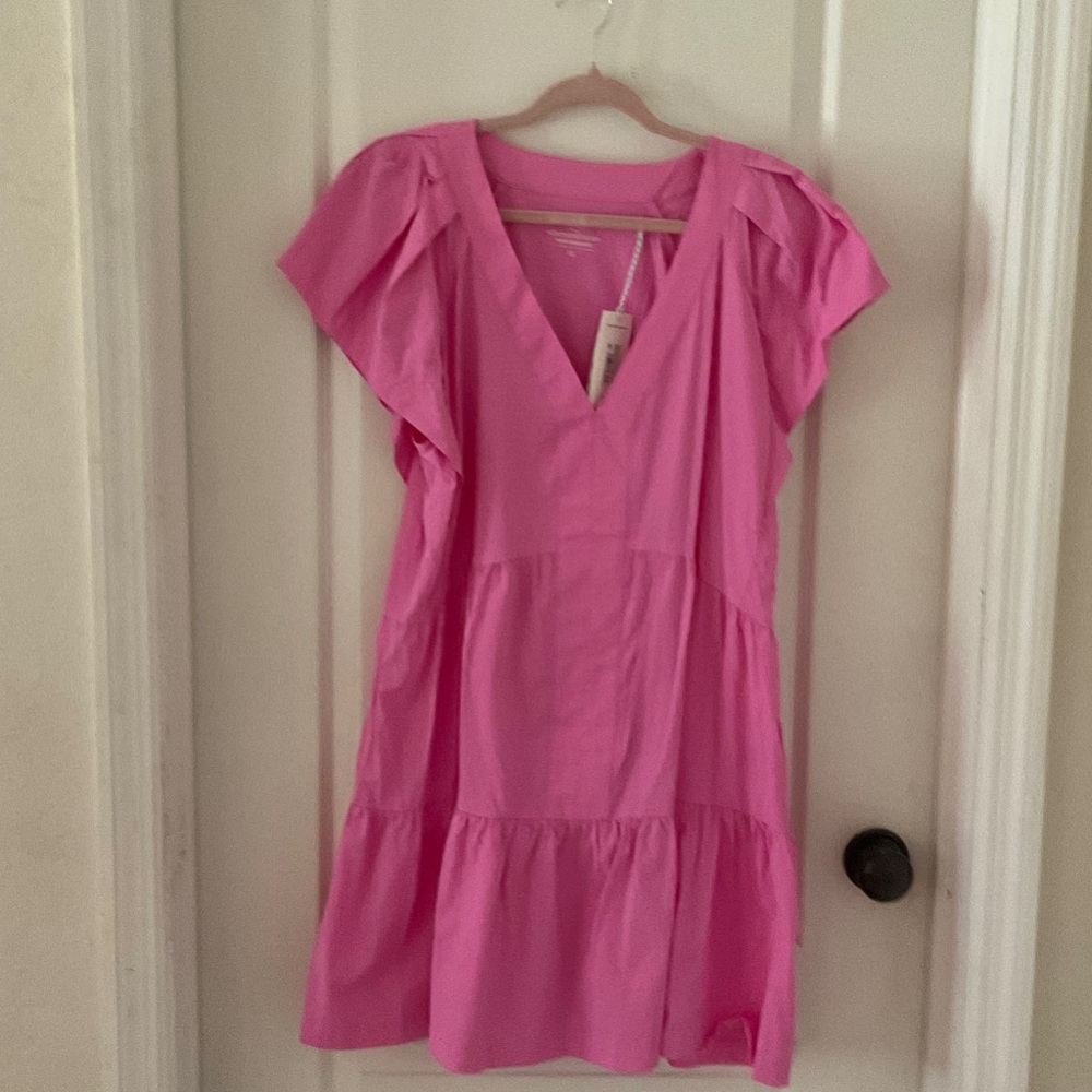 Vineyard Vines Harbor Tiered V-Neck Dress in Tearose